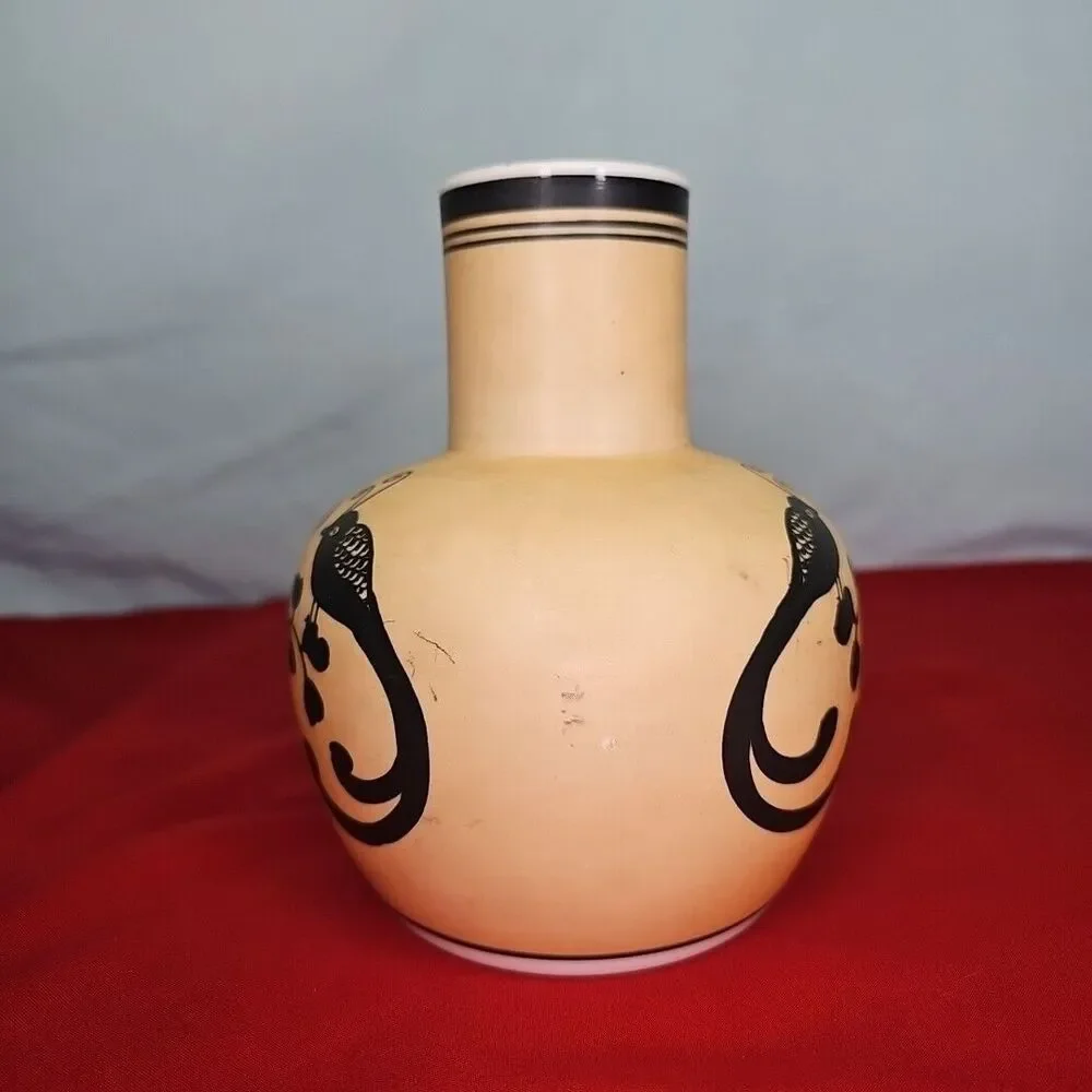 Japan Vase Asian Gourd Vessel Black 6'' Vintage Art Nouveau RARE Find